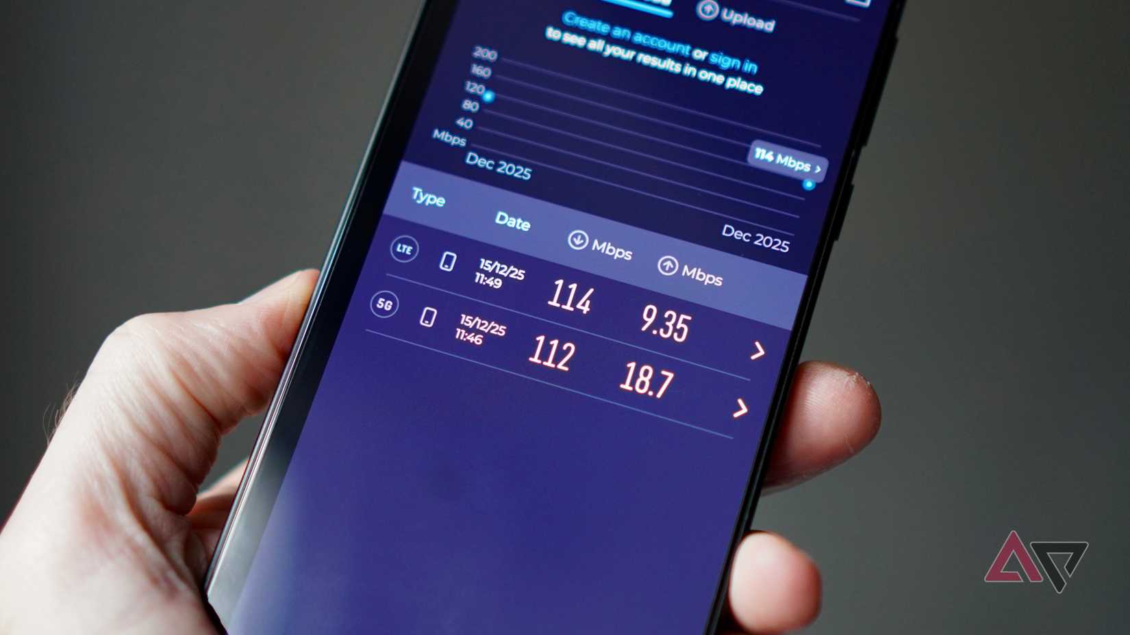 Executando um teste de velocidade de rede em um OnePlus 15