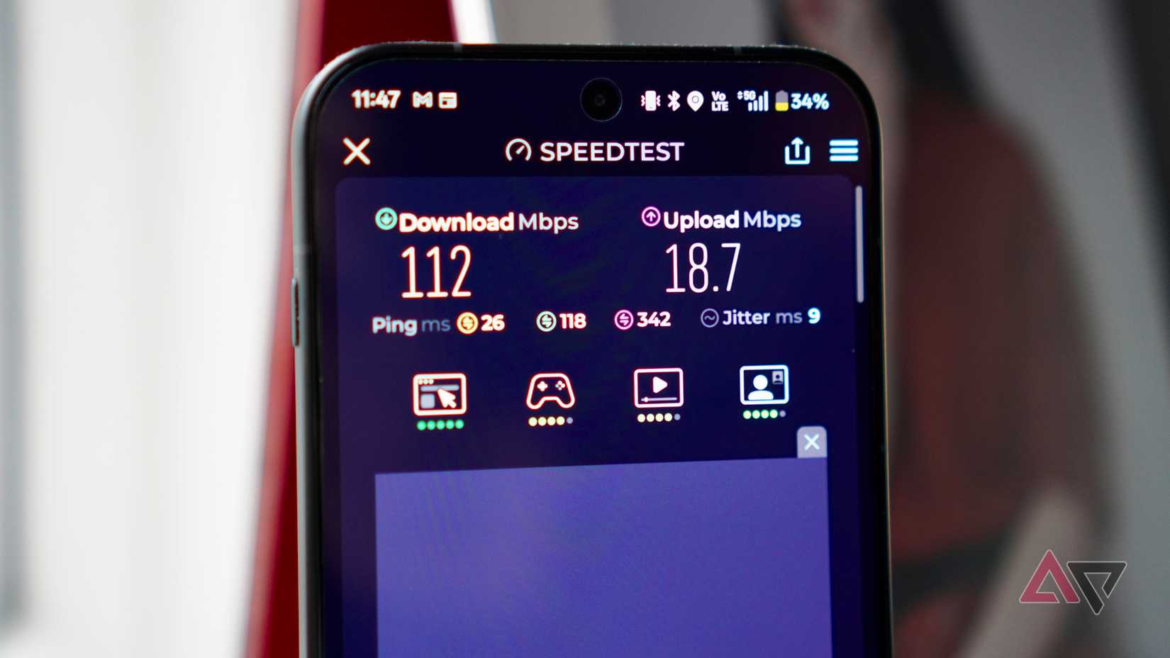 Executando um teste de velocidade de rede em um OnePlus 15