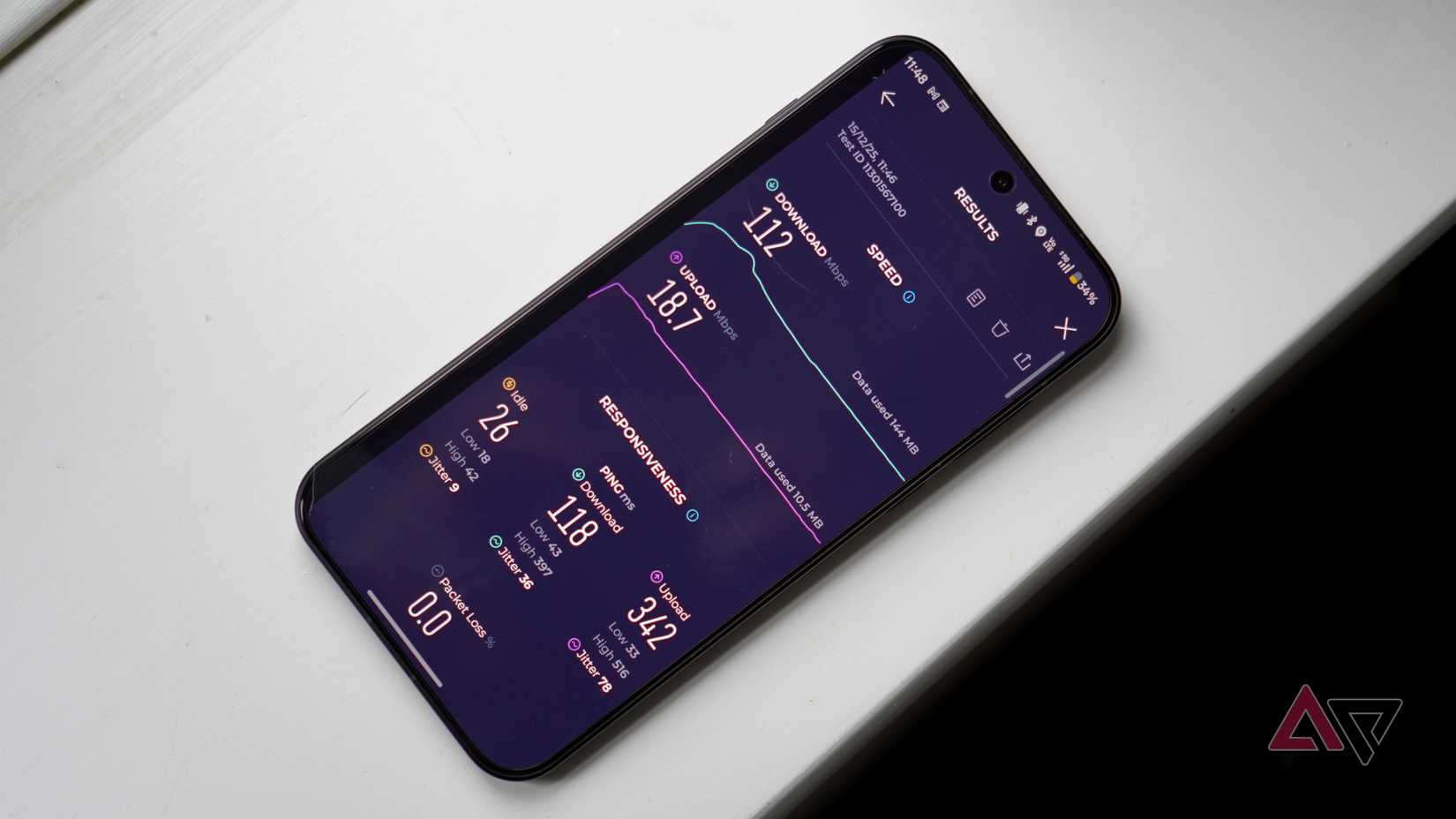 Executando um teste de velocidade de rede em um OnePlus 15