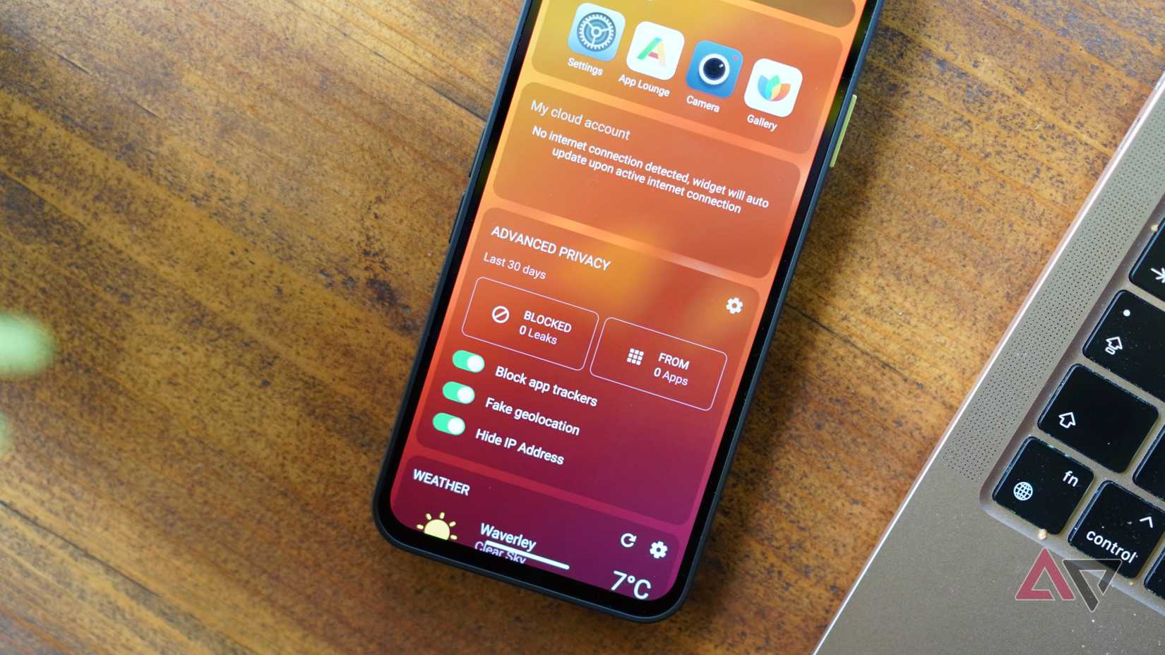 Widget de privacidade no Murena Fairphone 6