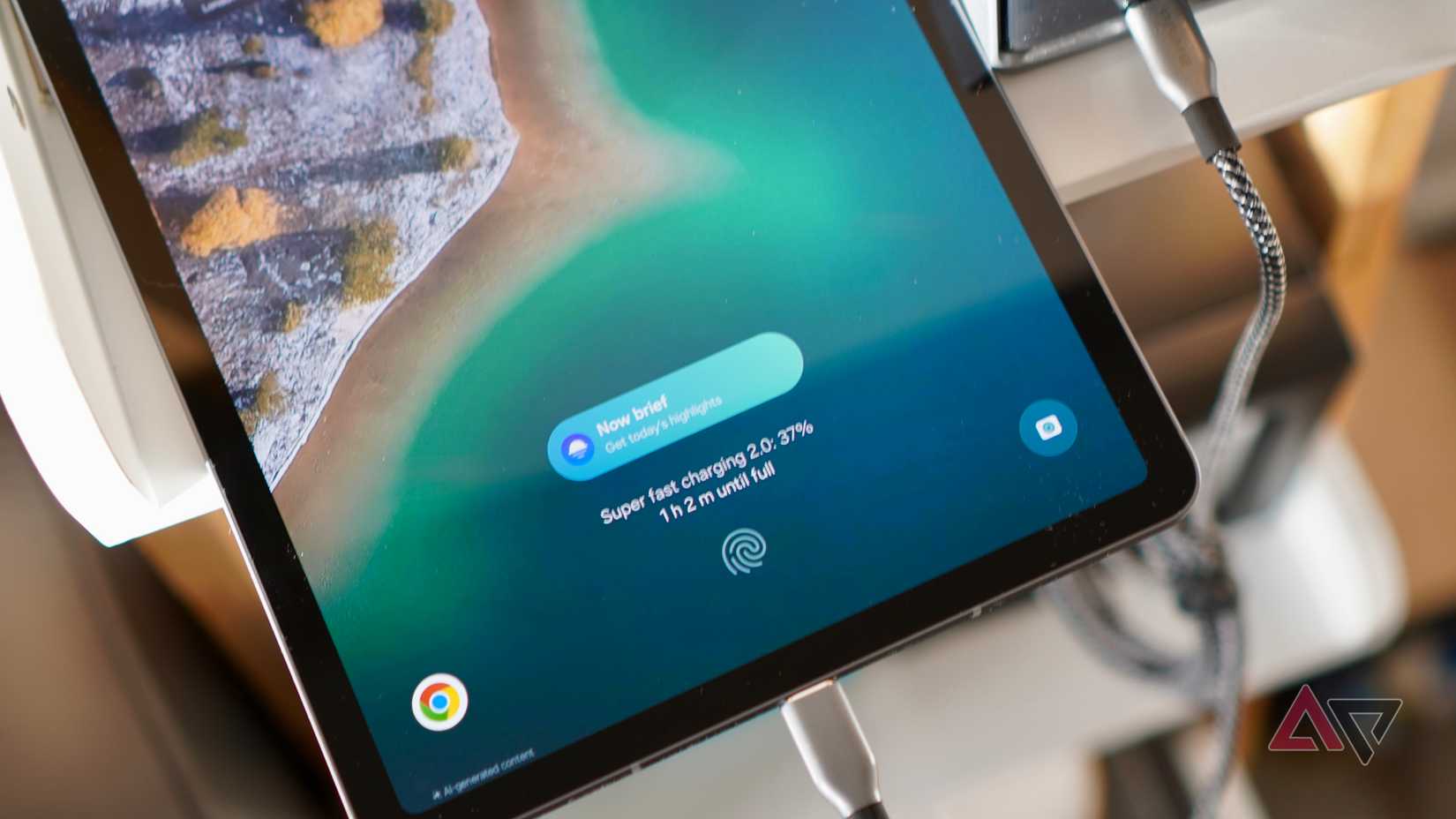 The Samsung Galaxy Tab S11 on charge