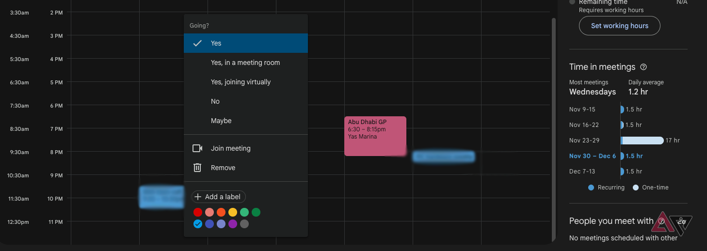 Google Calendar color coded calendars