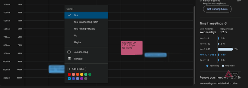 Calendários codificados por cores do Google Agenda