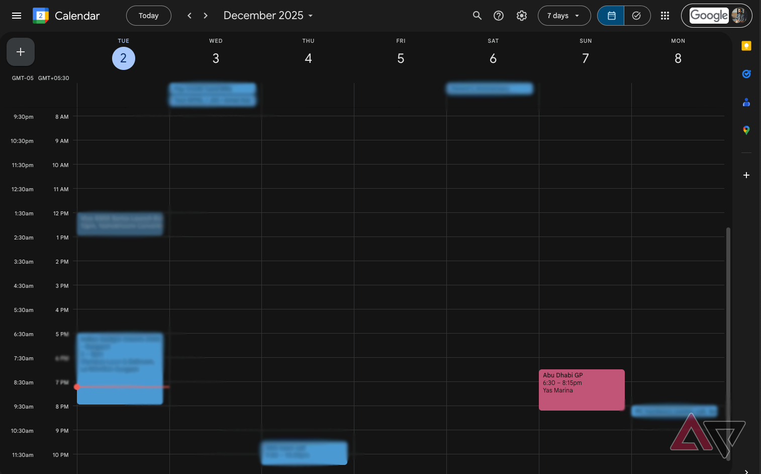 Google Calendar time zones