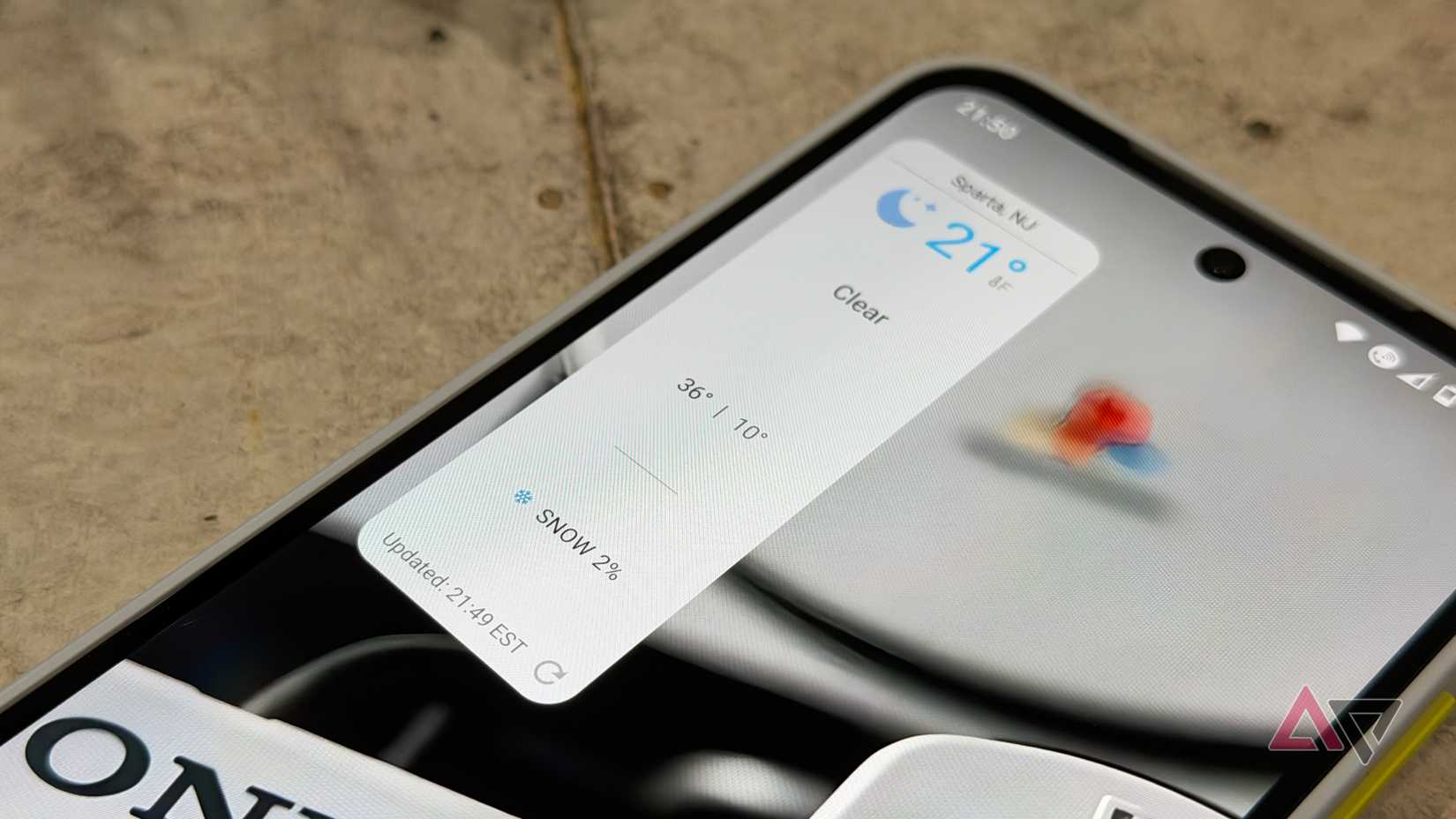 Widget Weather Underground exibido na tela inicial do Android