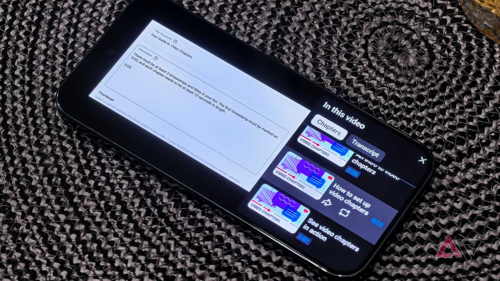 Capítulos em um vídeo do YouTube