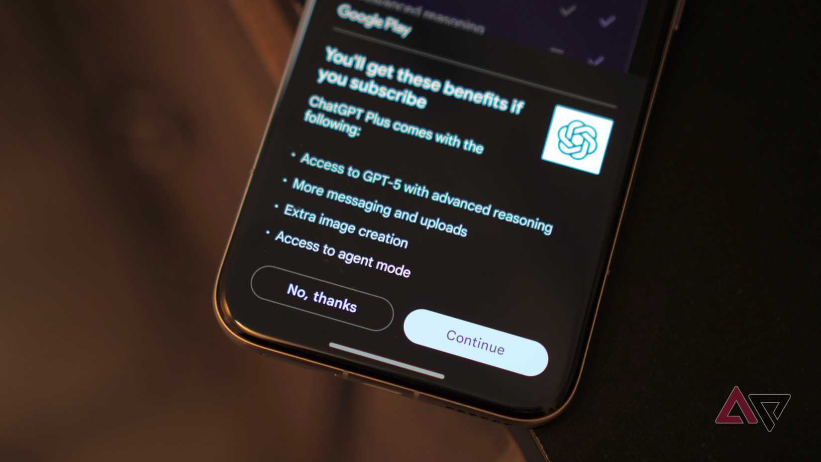 Opzioni di abbonamento nell'app ChatGPT