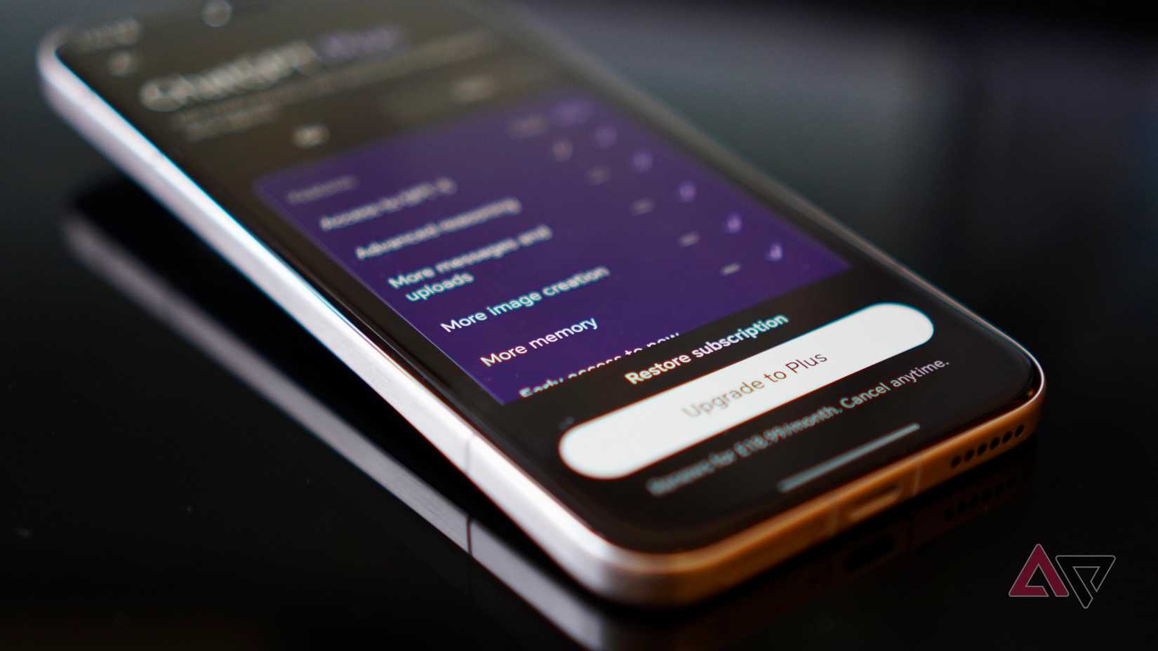 Opzioni di abbonamento nell'app ChatGPT