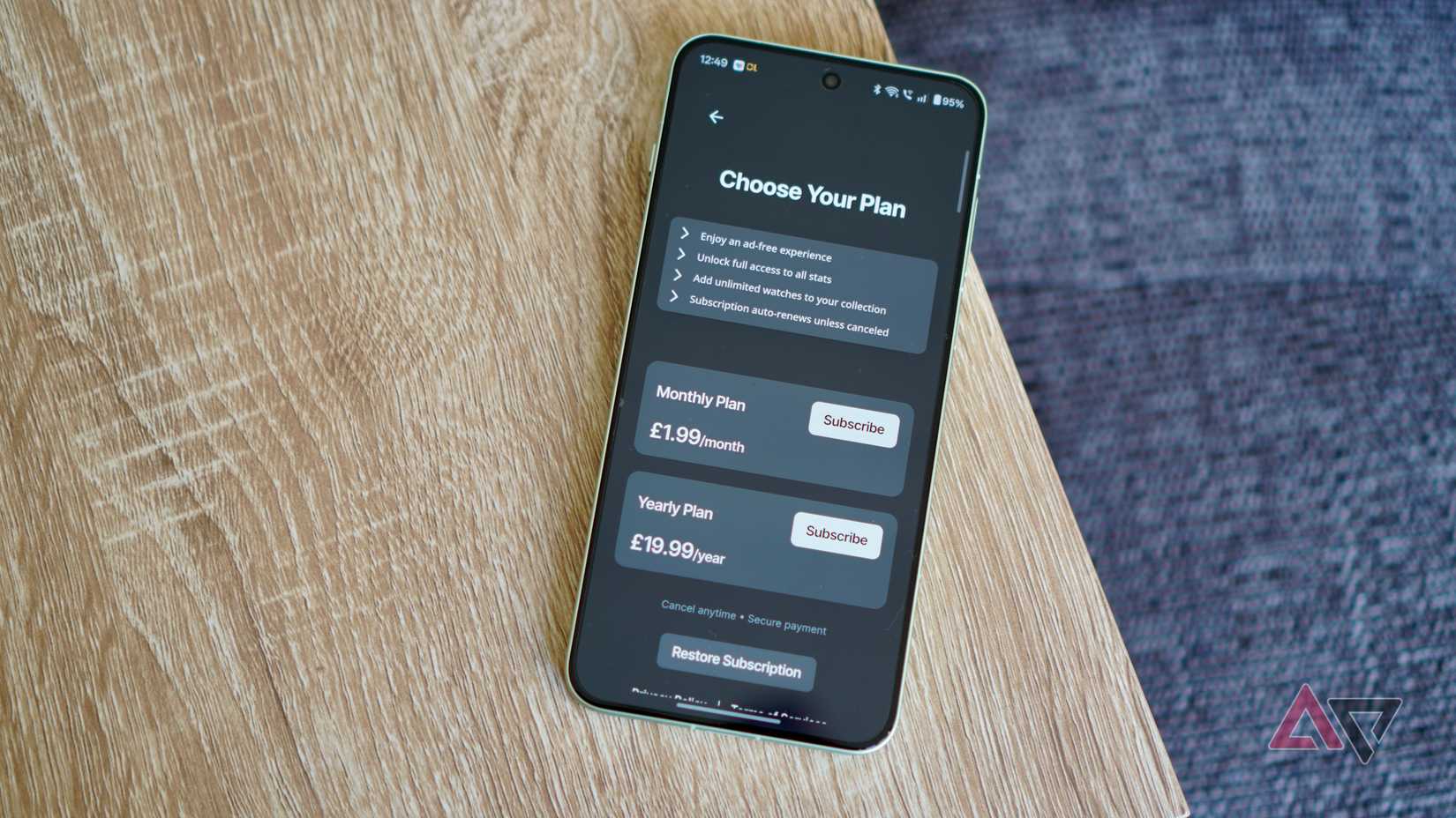 Opções de preço no aplicativo ChronoLog