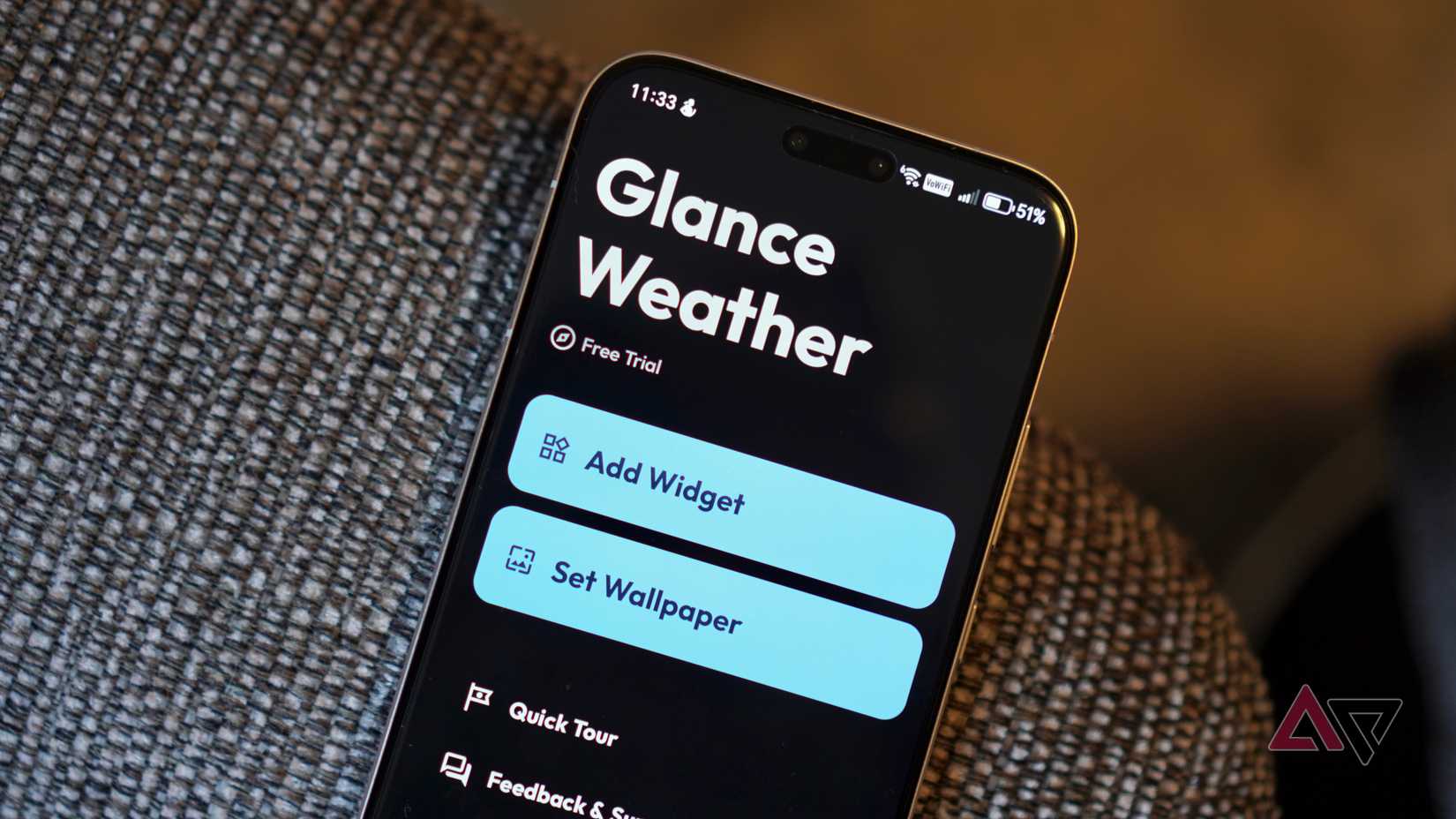 O aplicativo do Glance Weather Widget