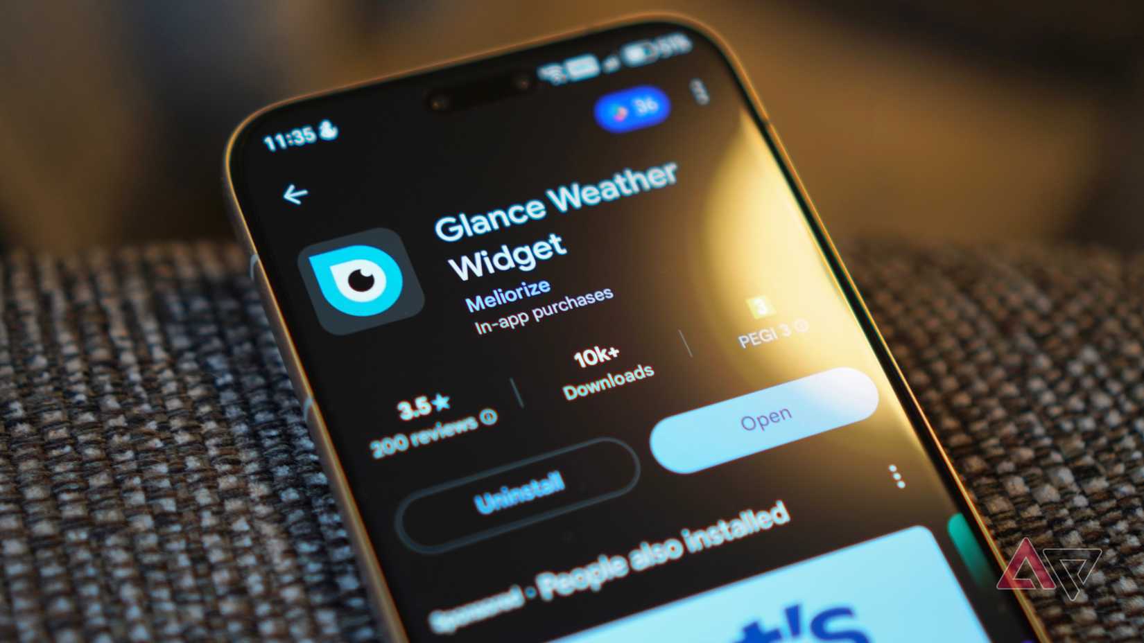 O widget Glance Weather na Google Play Store