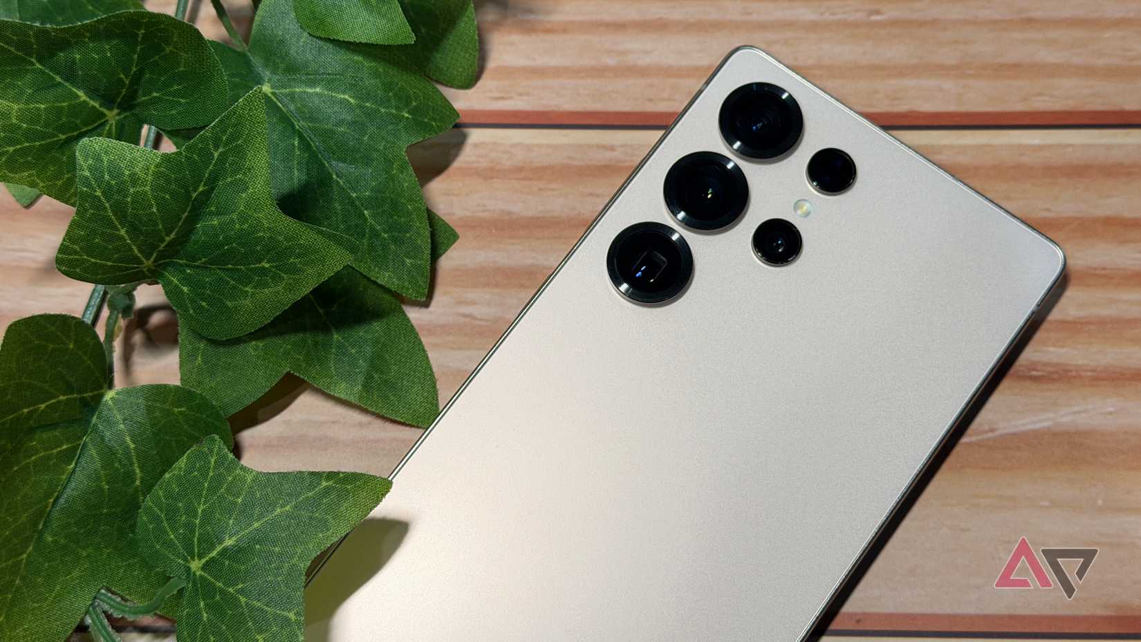 Samsung Galaxy S25 Ultra accanto a una pianta verde