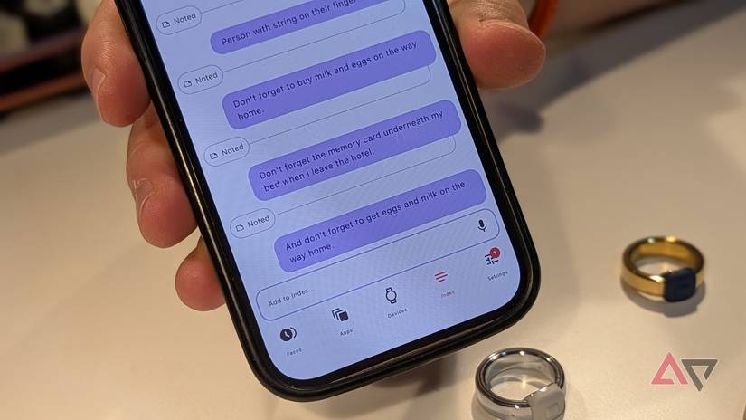 tela de índice no aplicativo Pebble