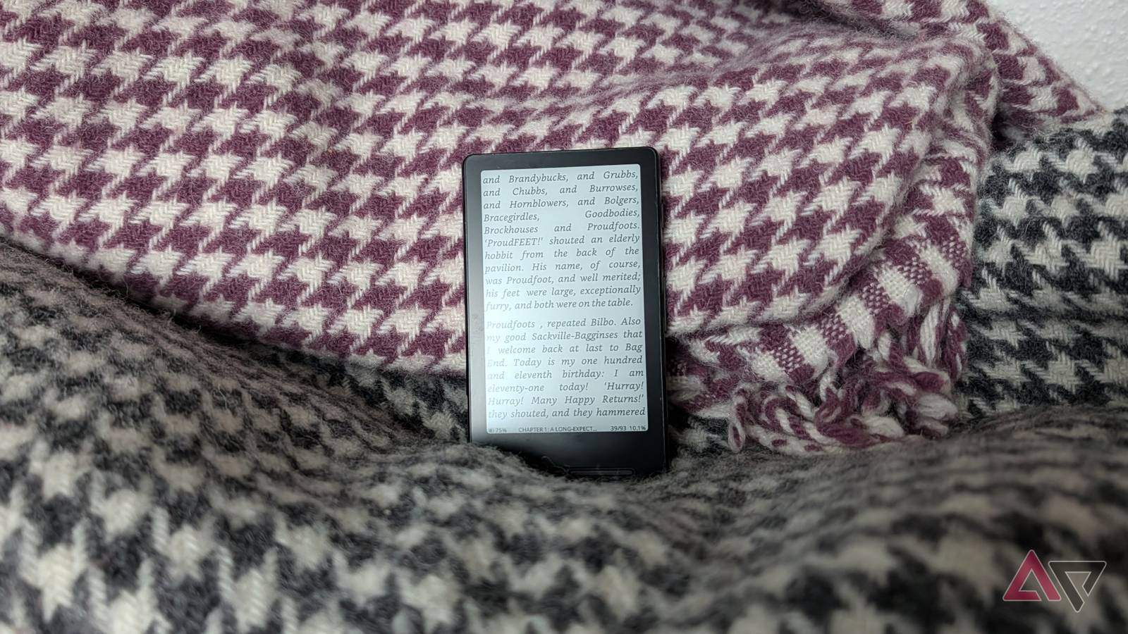 The Xteink X4 on some blankets.