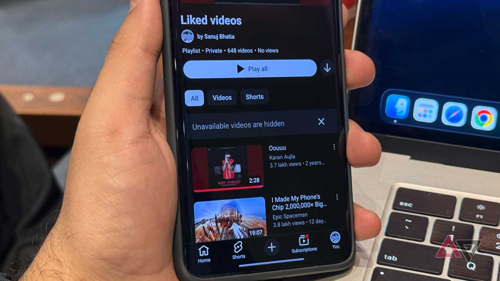 Lista de reprodução de vídeos curtidos no YouTube
