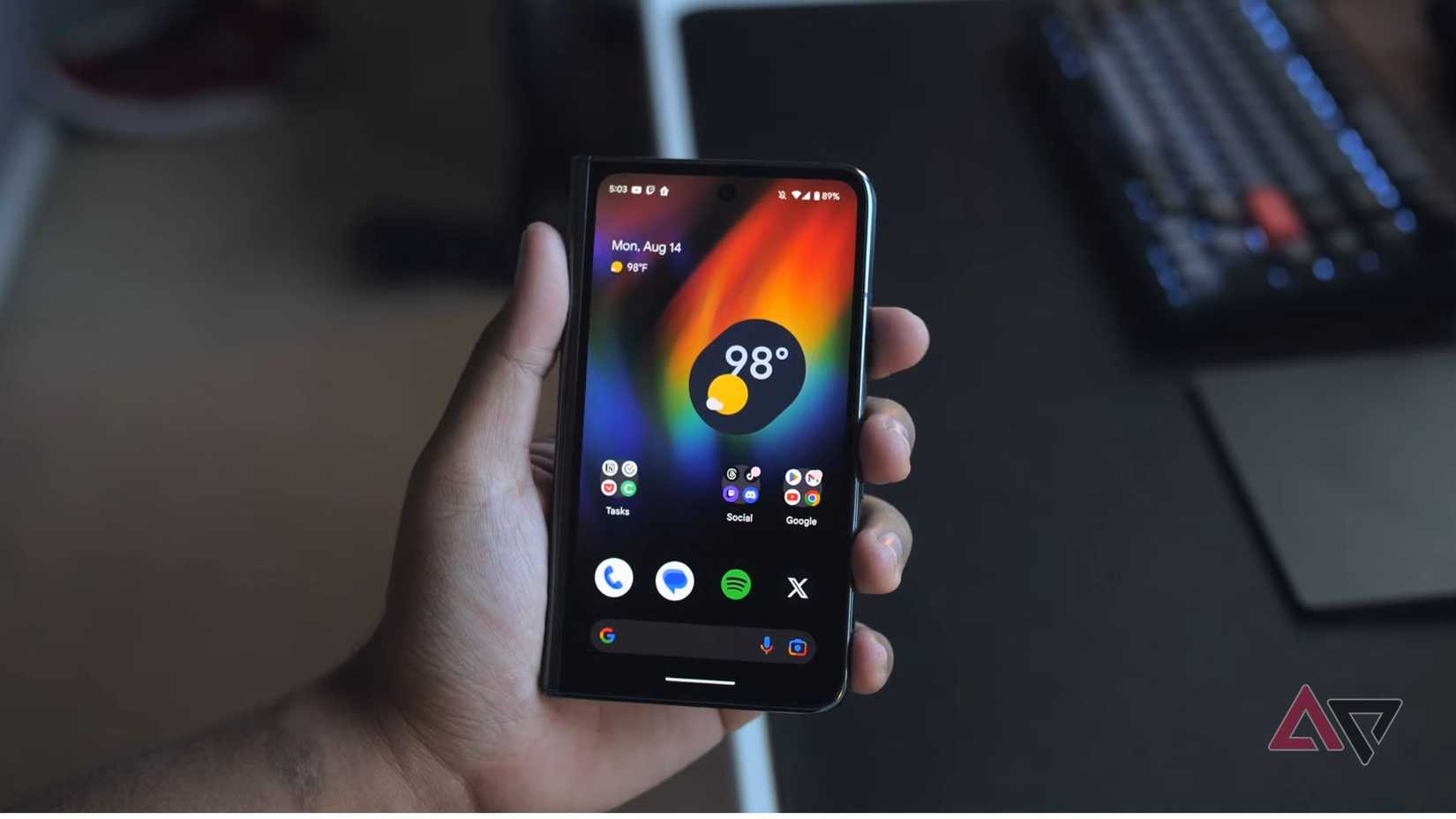 Google Pixel Fold in hand