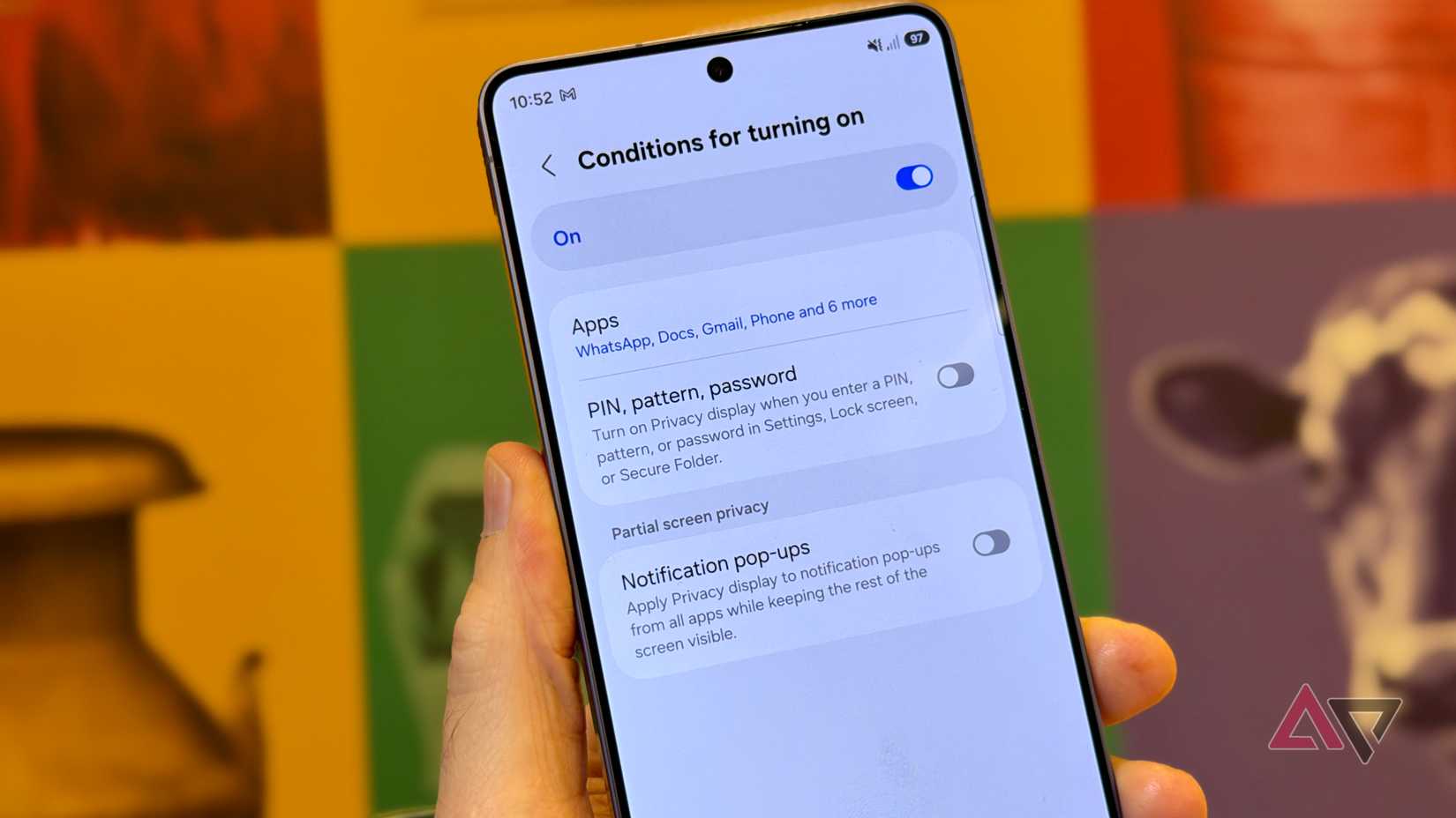 The Privacy Display conditions on the Samsung Galaxy S26 Ultra