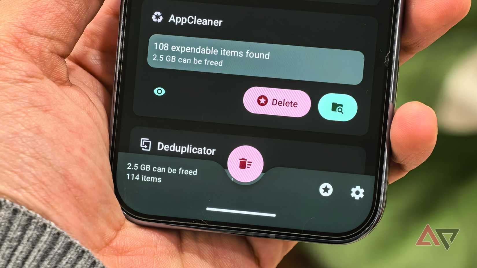 App SD Maid che mostra i risultati della pulizia e della deduplicazione delle app
