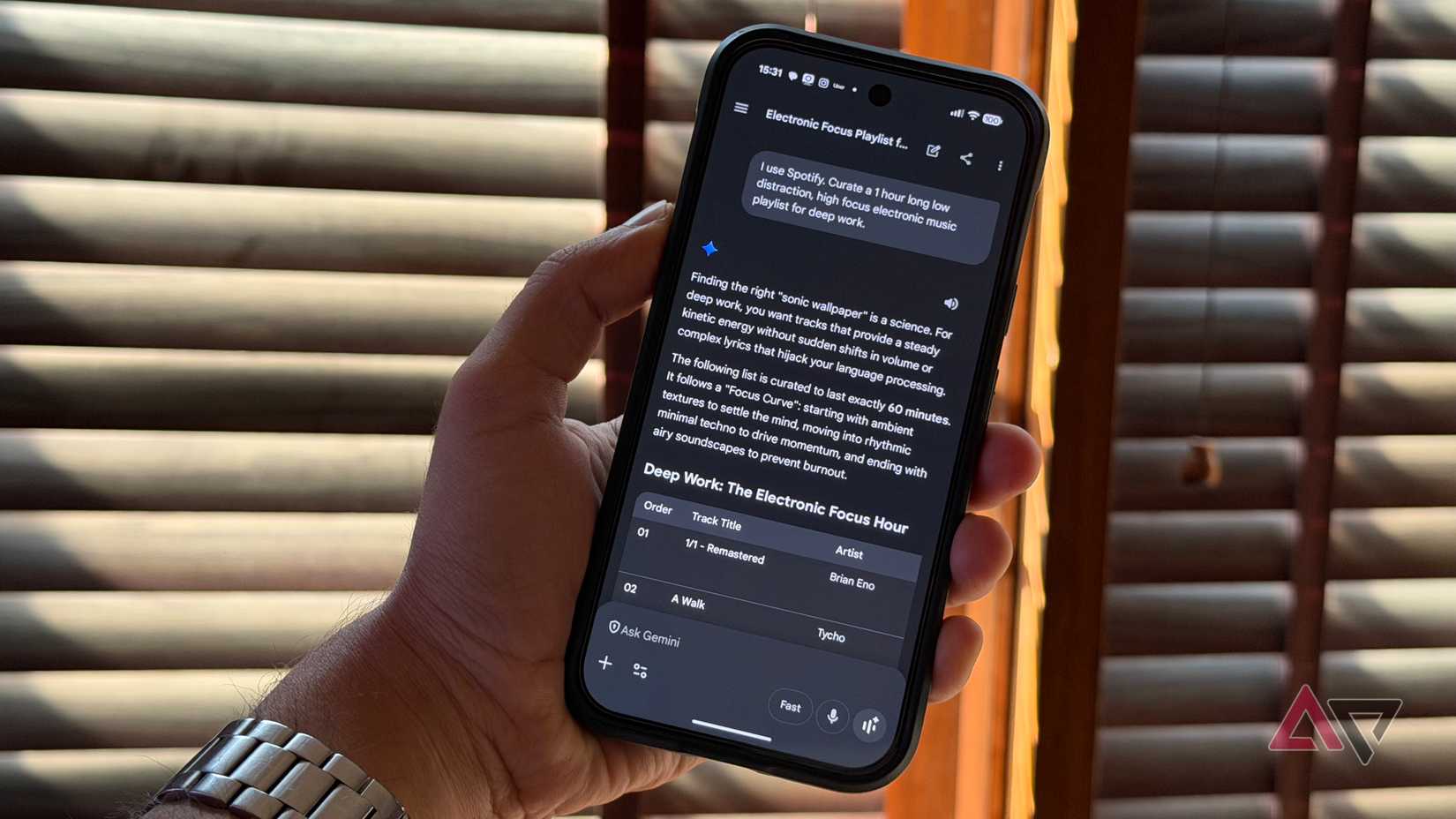 Comando da lista de reprodução do Spotify Gemini