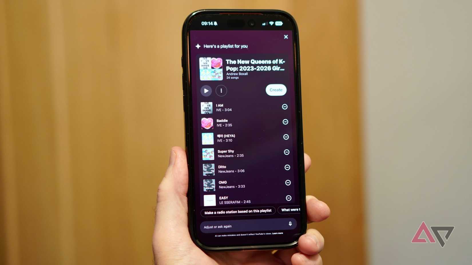 Usando o recurso AI Playlist no aplicativo YouTube Music