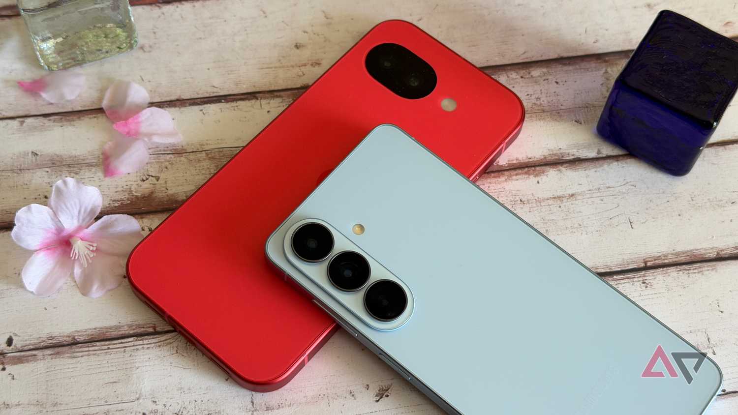 Samsung Galaxy S26 sitting on top of a Google Pixel 10a
