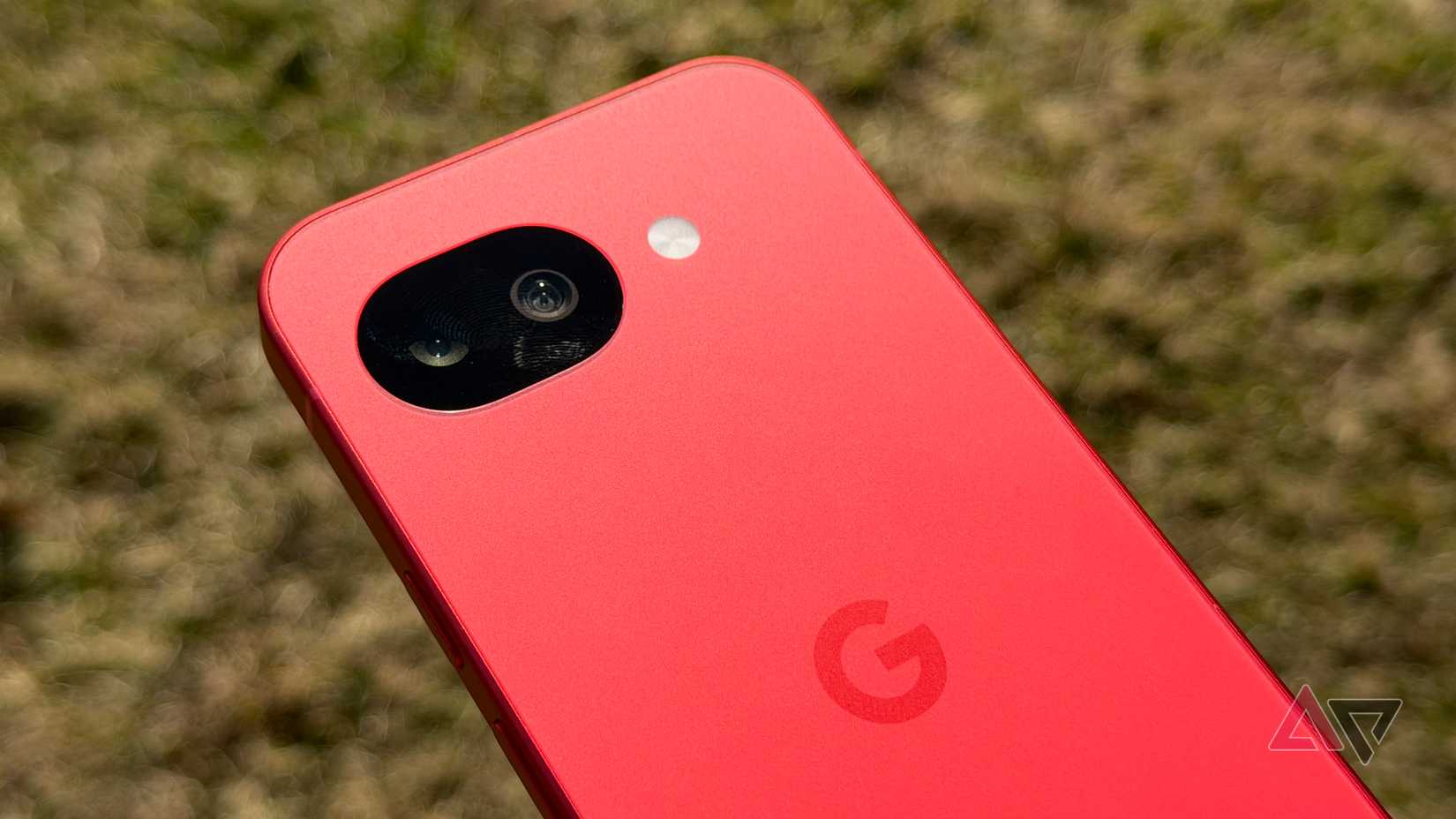 Google Pixel 10a em Berry exposto à luz do sol
