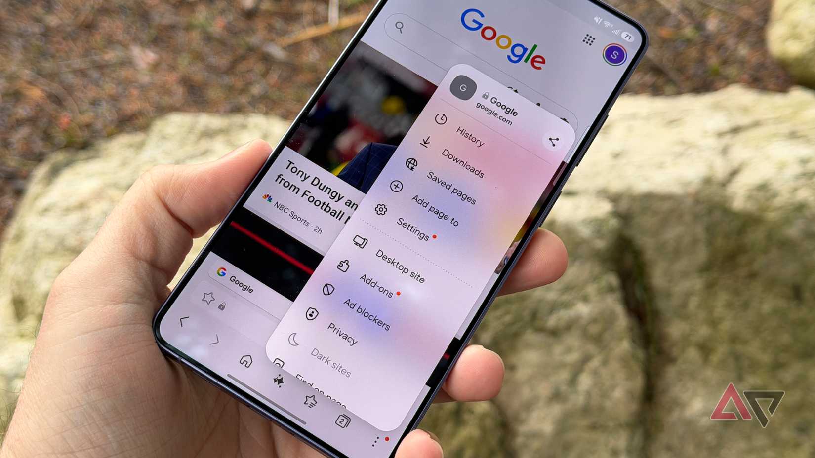 Novo menu vertical no navegador Samsung