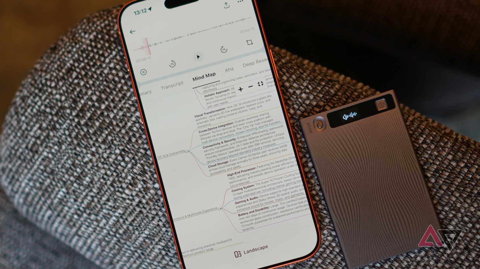 O recurso Mind Map no Mobvoi TicNote