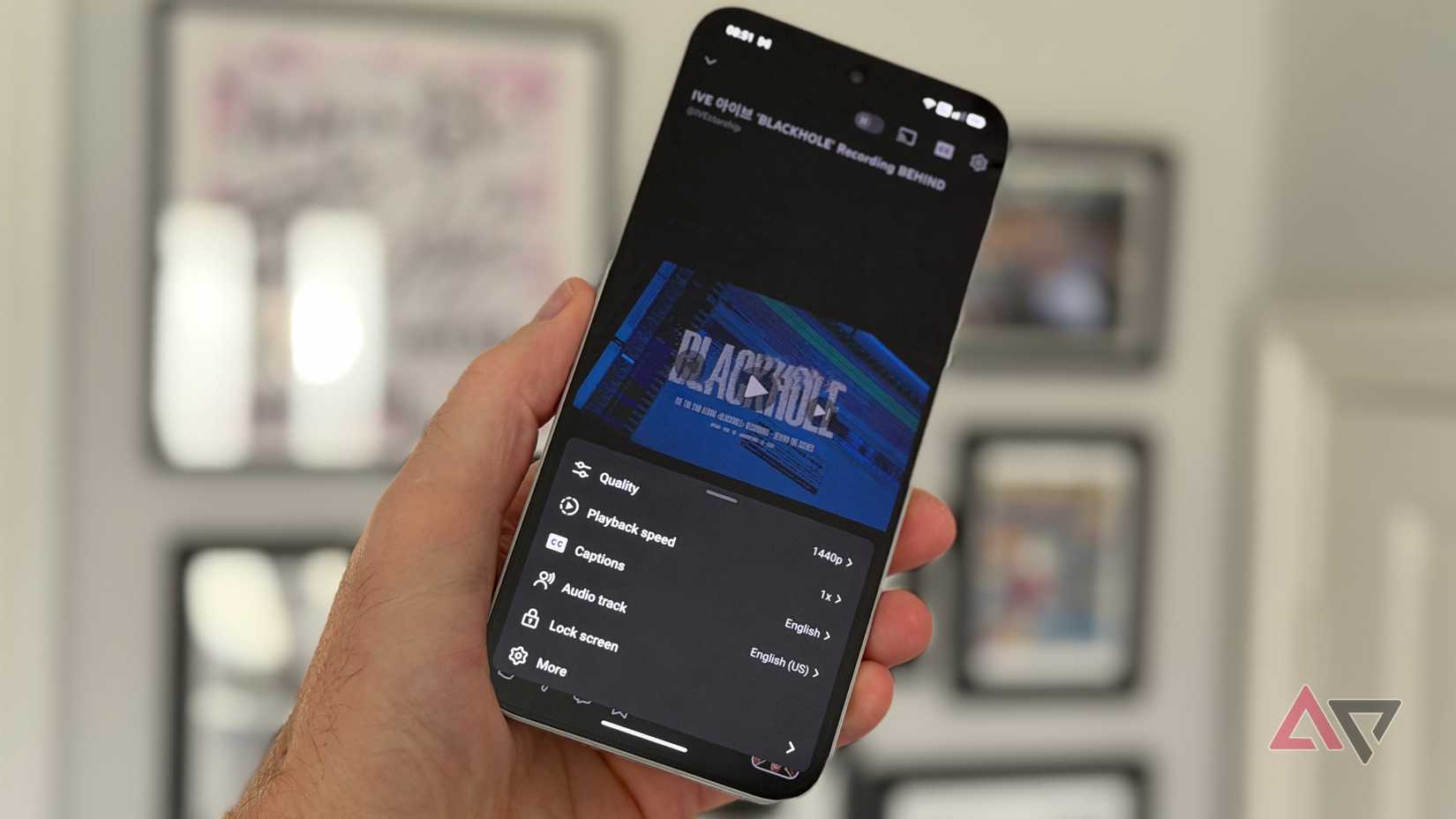 Opções de reprodução de vídeo no aplicativo YouTube