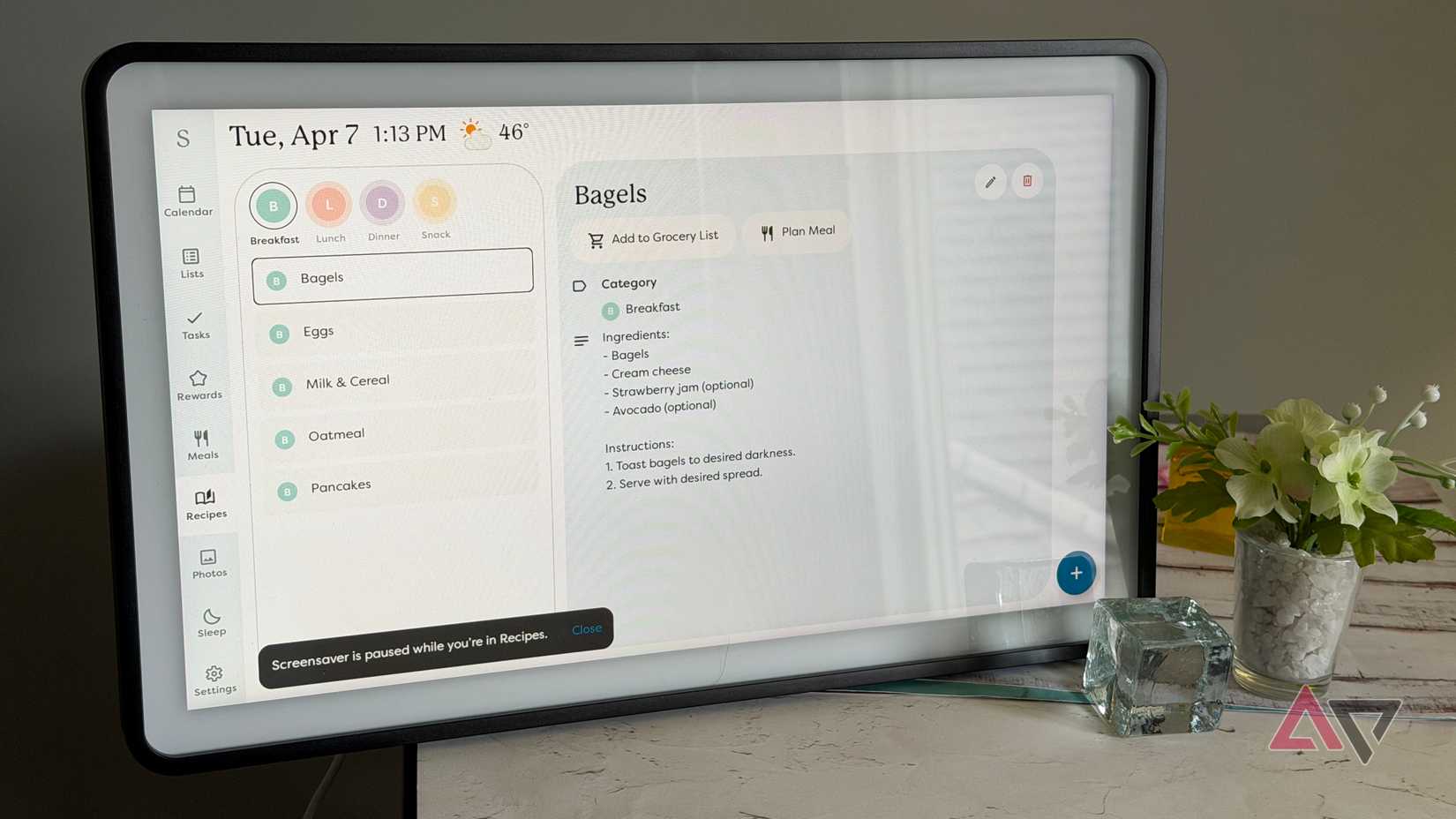 Receitas mostradas no Skylight Calendar 2