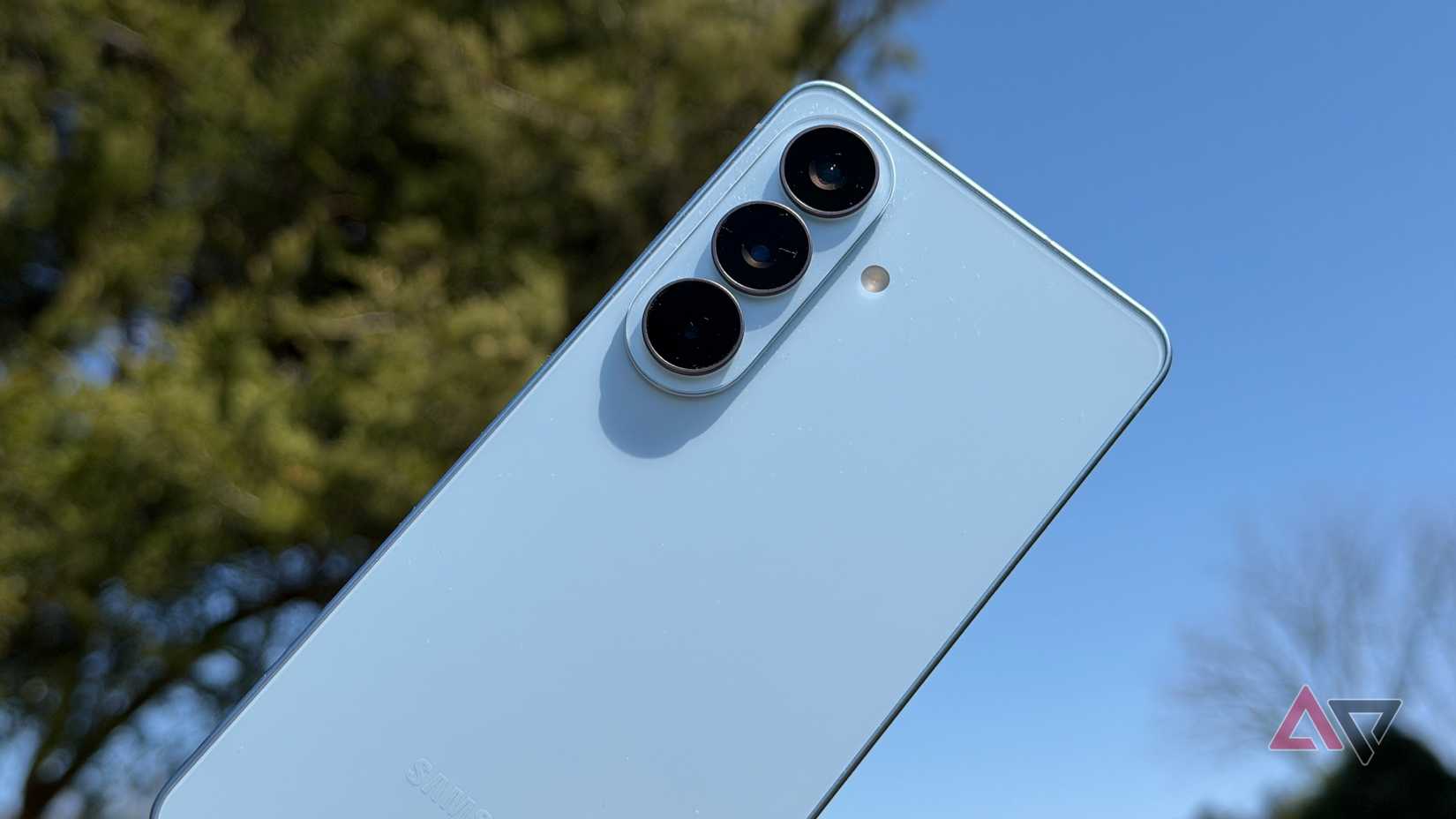 Samsung Galaxy S26 against a sunny sky