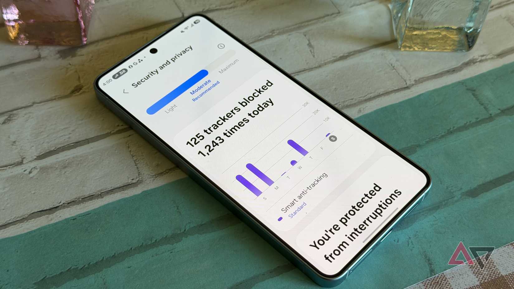 Navegador Samsung exibindo dados de rastreamento