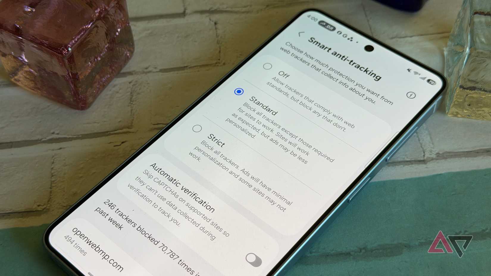 Configurações de privacidade no navegador Samsung