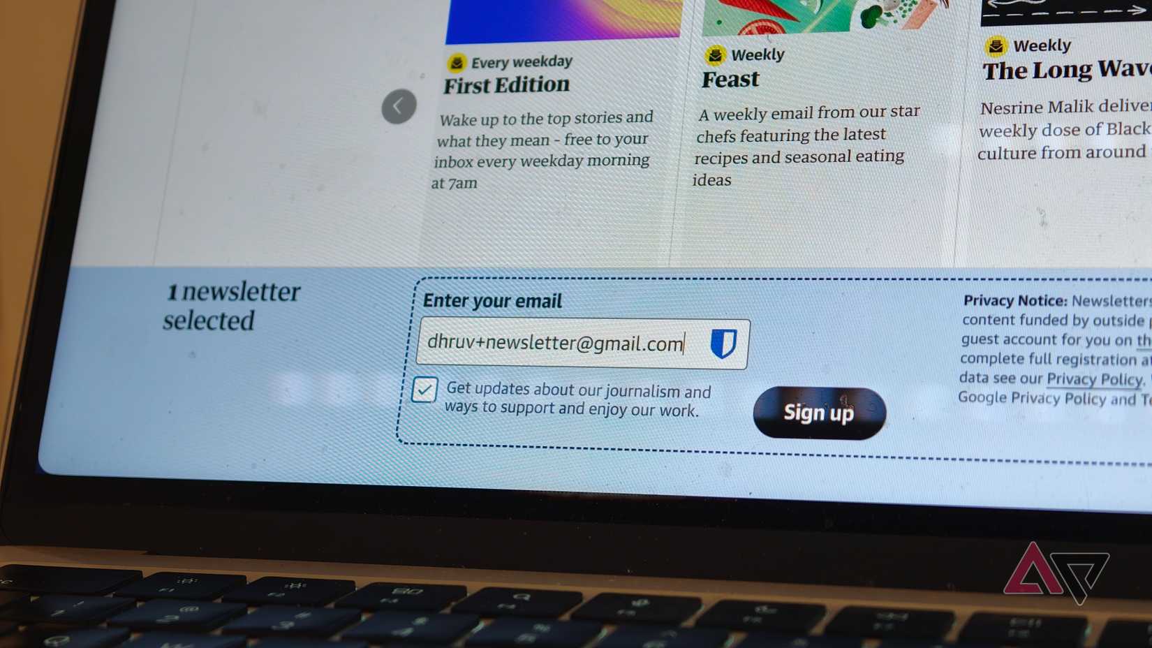 inscrição no boletim informativo gmail