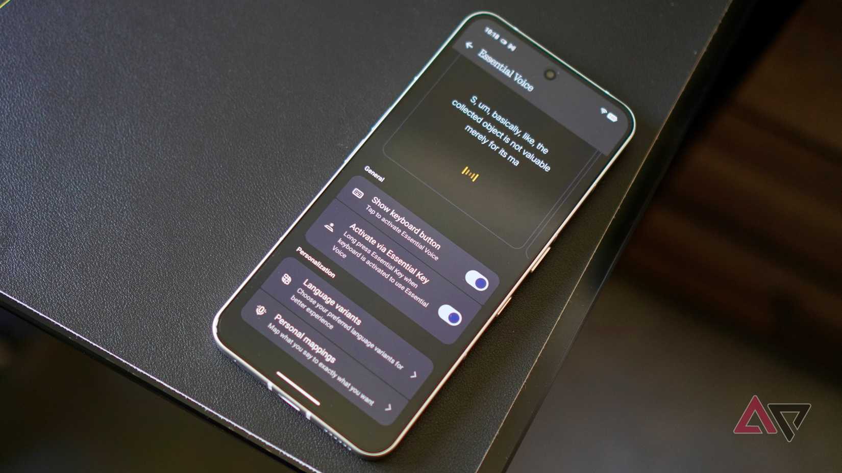 O menu de configurações de voz do Nothing Essential