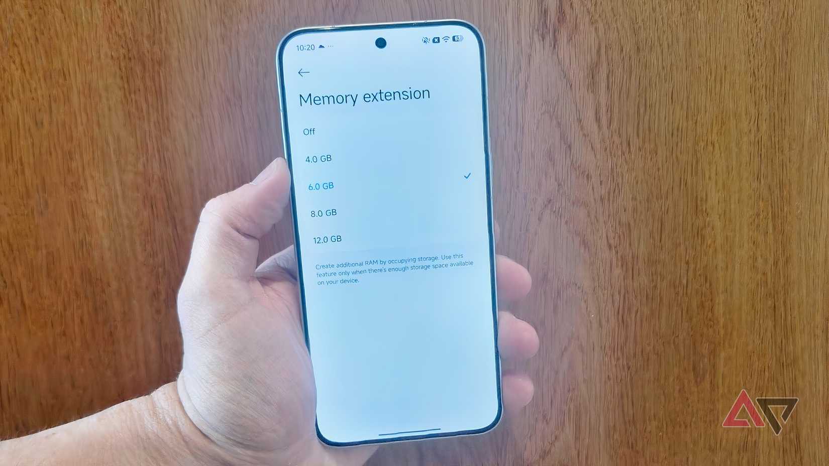Menu do Poco X8 Pro Max, mostrando o menu Memory Extension.
