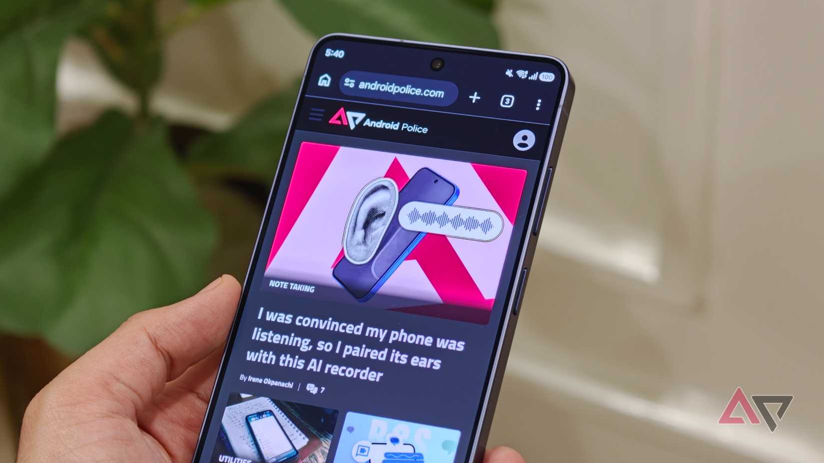 Android Police's website in Chrome browser on Galaxy S26 Ultra