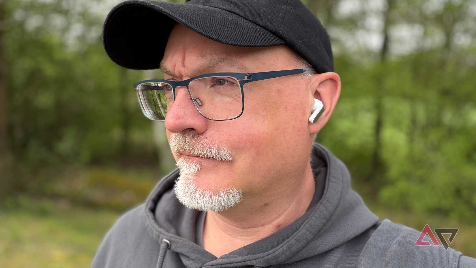 A person wearing the Samsung Galaxy Buds 4 Pro