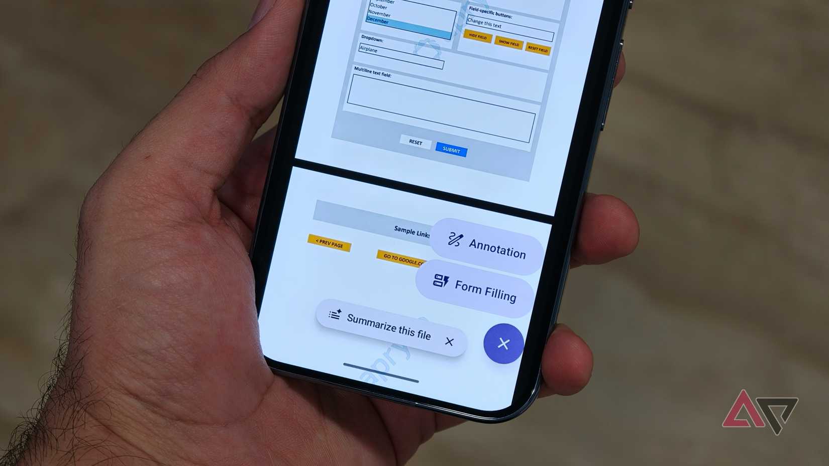 Opção de preenchimento de formulário no aplicativo Google Drive para Android