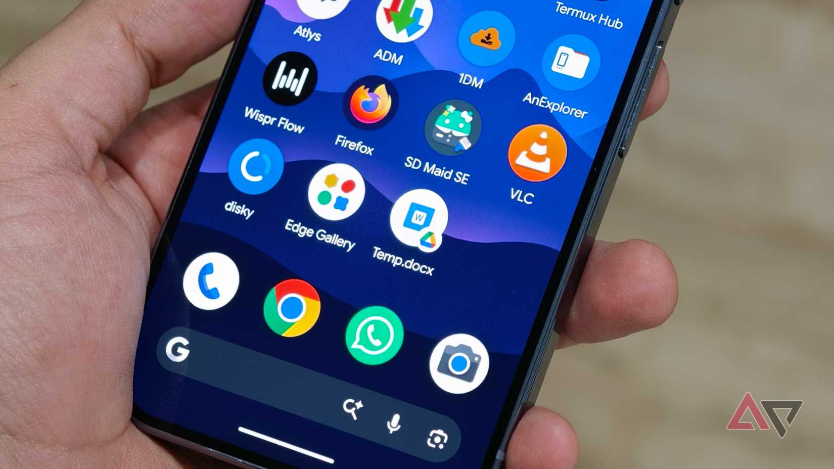Documentos do Google Drive fixados na tela inicial de um telefone Android