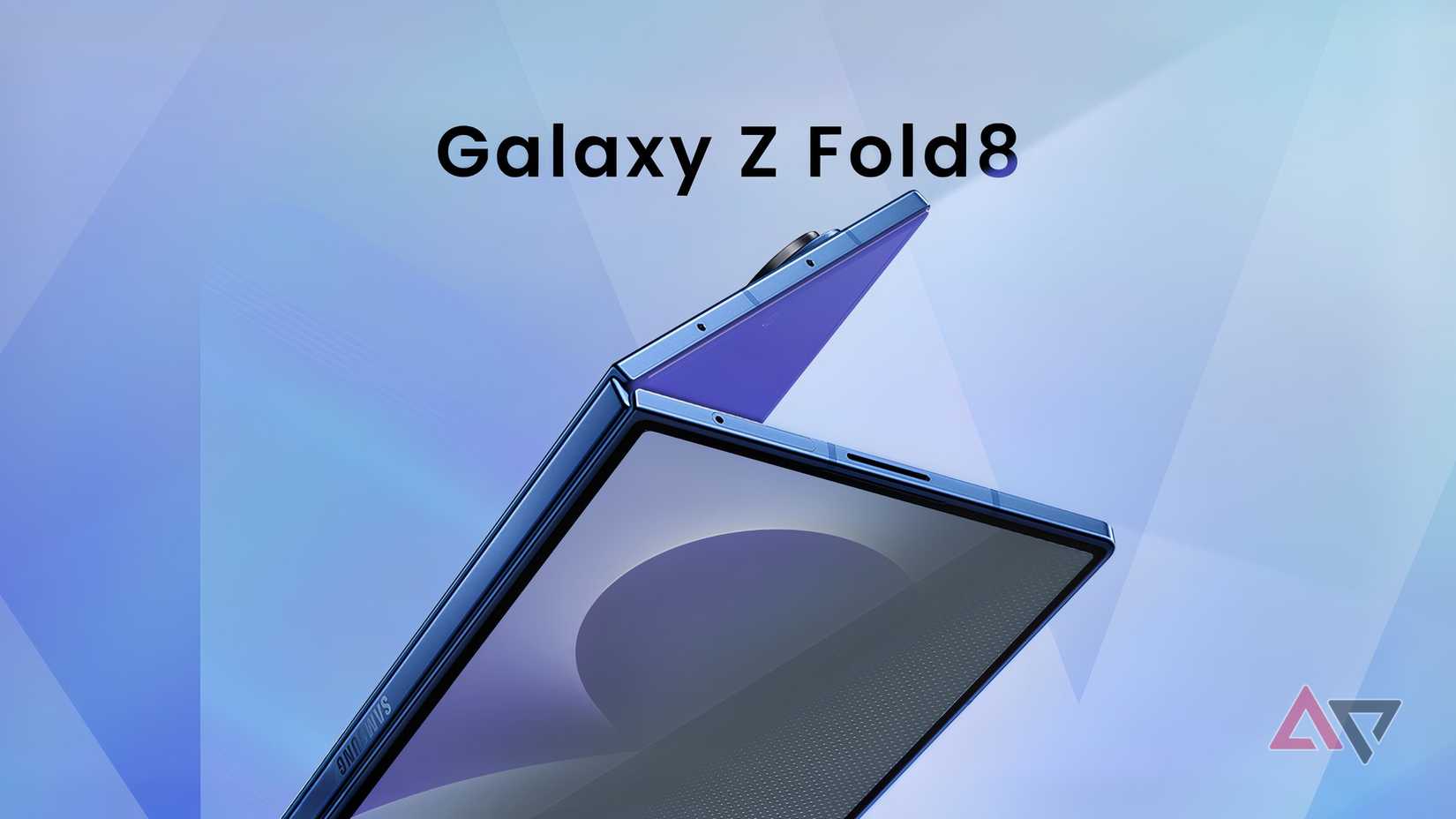 Samsung Galaxy Z Fold8 parcialmente desdobrado, mostrando um efeito de exibição de privacidade na tela.