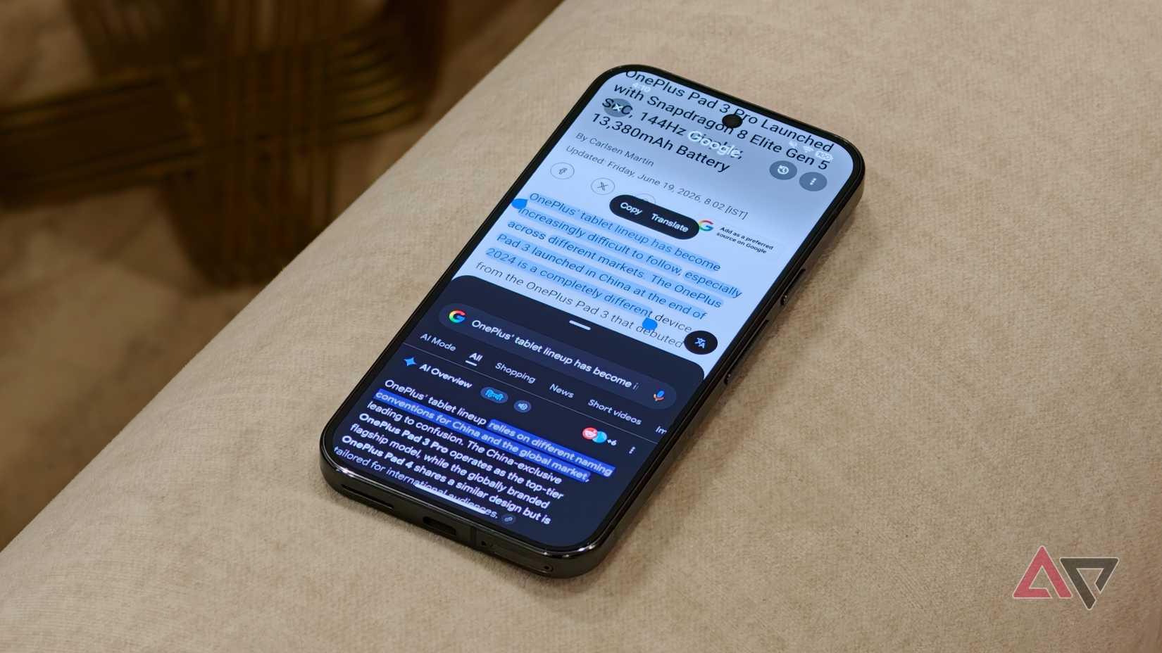 Circule para pesquisar com a opção copiar texto