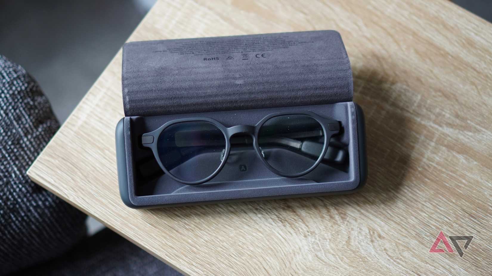 The Even Realities G2 smartglasses in the case
