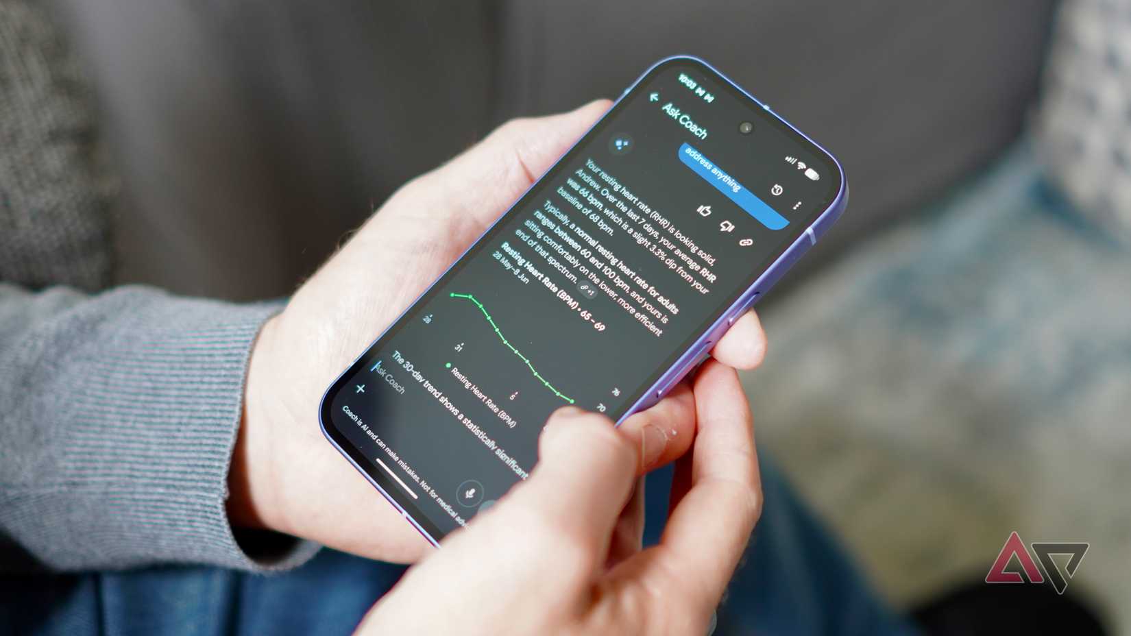 Asking the AI Coach questions in the Google Health app