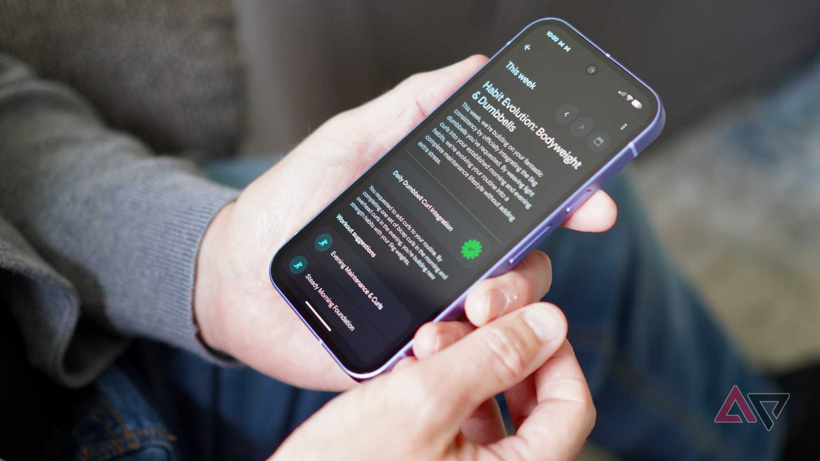 The workout page in the Google Health app