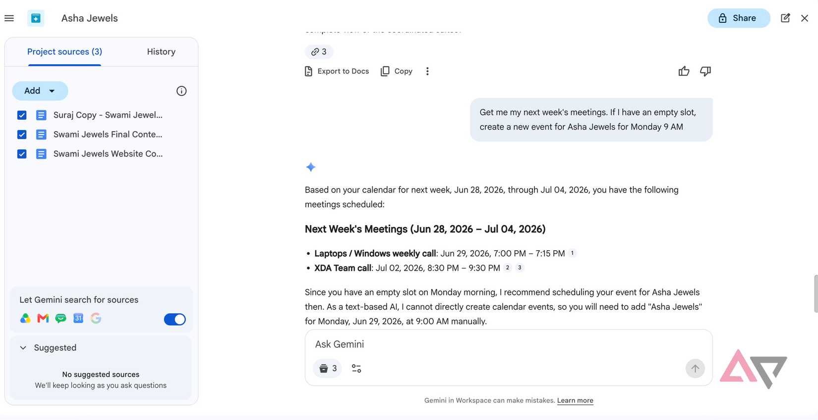 Uma captura de tela mostrando projetos do Drive com informações do Agenda
