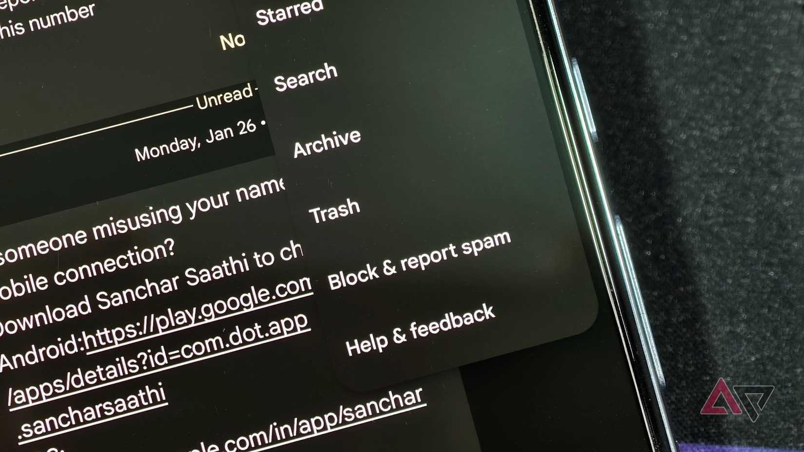 Segnalazione di messaggi come spam in Google Messaggi
