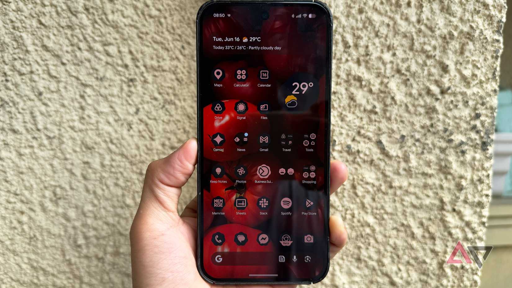 Google Pixel 9 Pro XL smartphone with the brightness set to adaptive