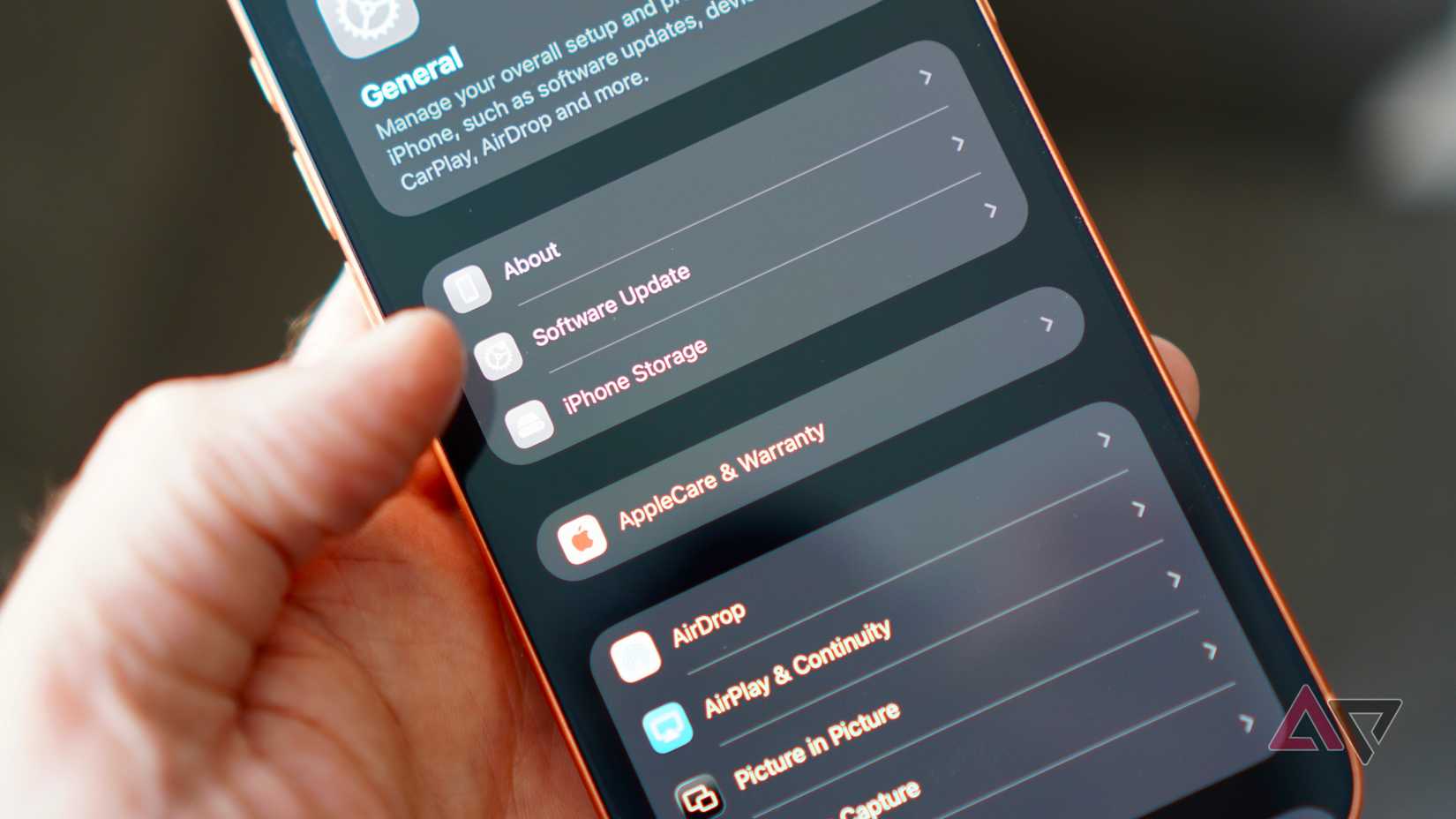 Botão de atualização de software no iOS
