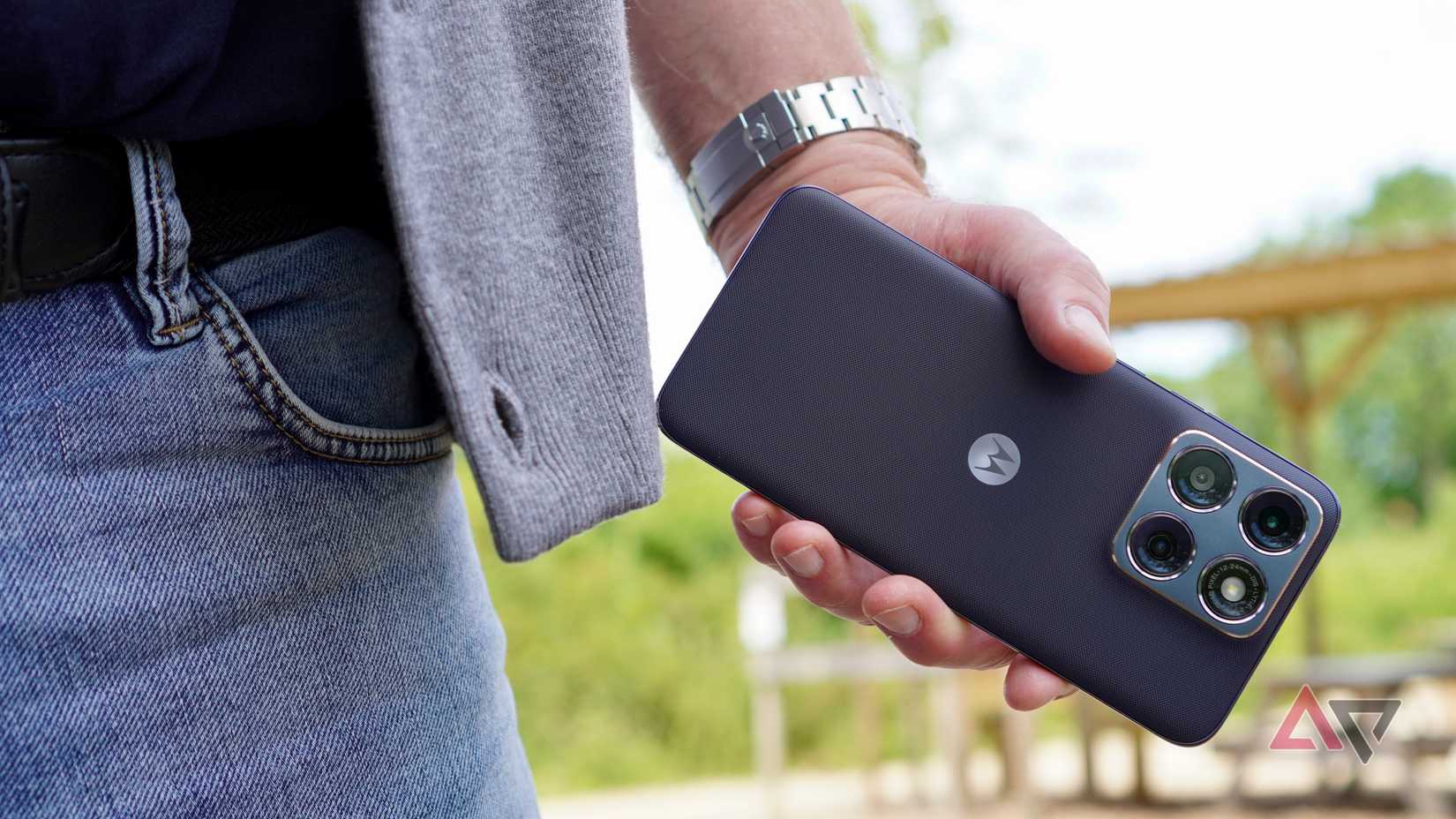 A person holding the Motorola Edge 70 Fusion